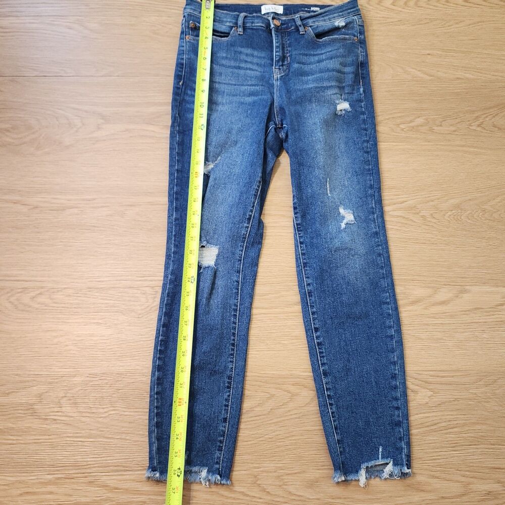 Nicole Miller Jeans Size 4 Soho High Rise Skinny Crop Blue Stretch Raw Hem 30x26 - Picture 6 of 13